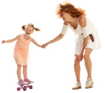 Cut out people - Family With A Skateboard Playing 0001 | MrCutout.com - miniature