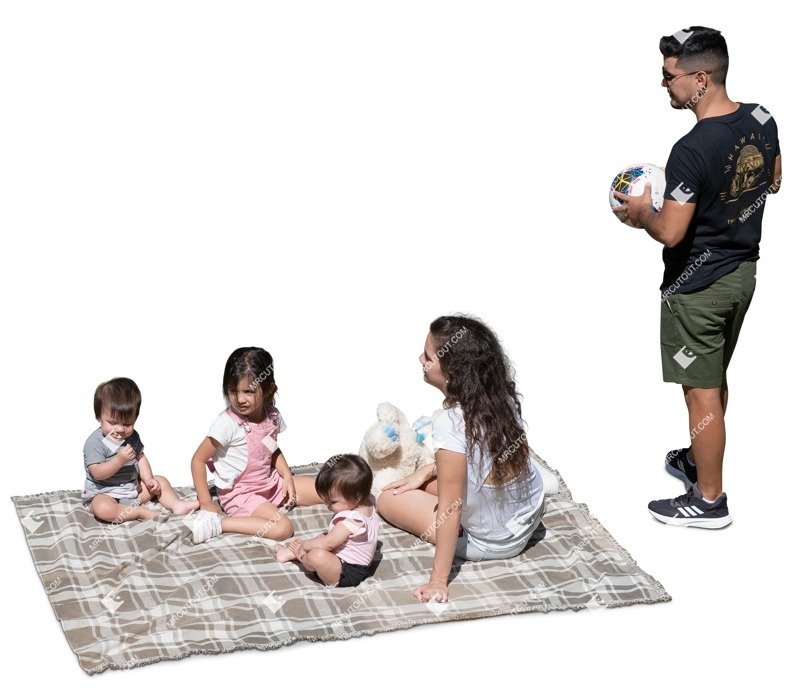 Family playing cut out people (16654)