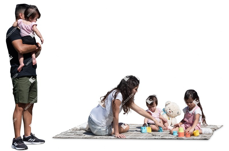 Family playing cut out people (16656)