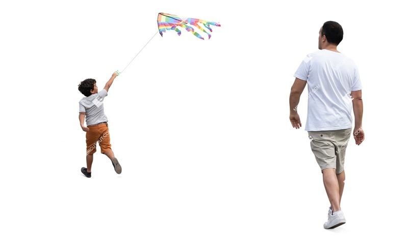 Family playing cut out pictures (18443)