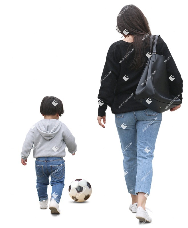Family playing soccer entourage people (10359)