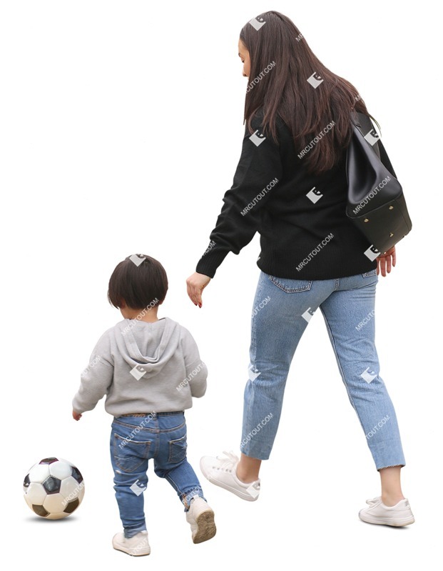 Family playing soccer entourage people (10358)