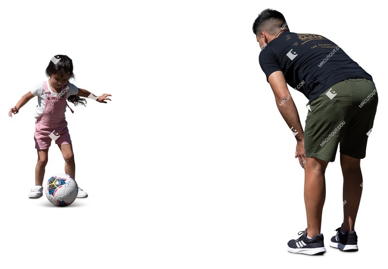 Family playing soccer people cutouts (17759)