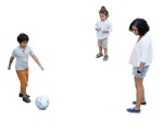 Family playing soccer  (19048) - miniature