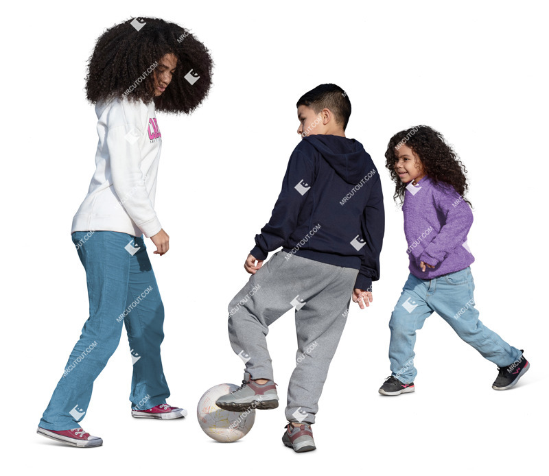 Family playing soccer entourage people (20365)