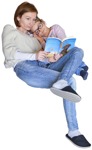 Cut out people - Family Reading A Book Sitting 0002 | MrCutout.com - miniature