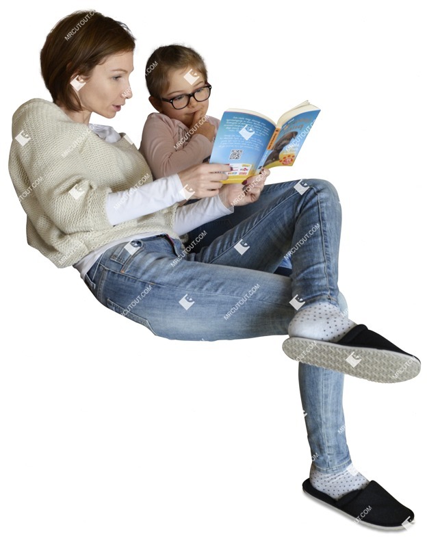 Family reading a book sitting photoshop people (2142)