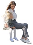 People sitting woman with daughter relaxing in a park people png - miniature