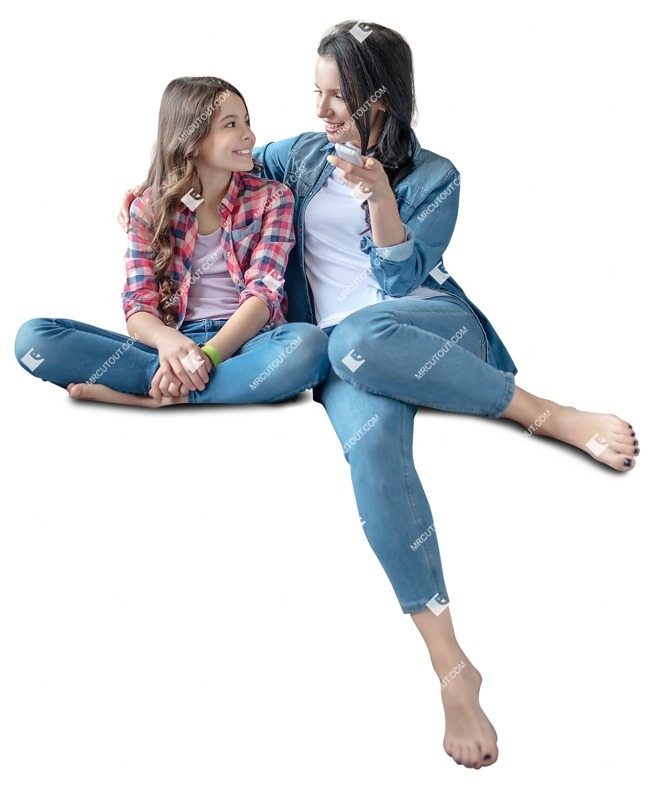 Family sitting cut out people (9573)