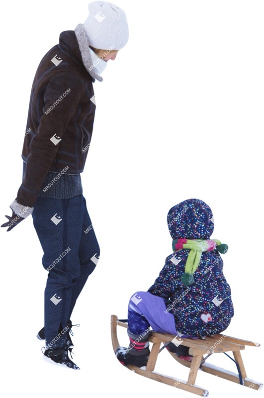 Family standing and sitting cut out people (714)