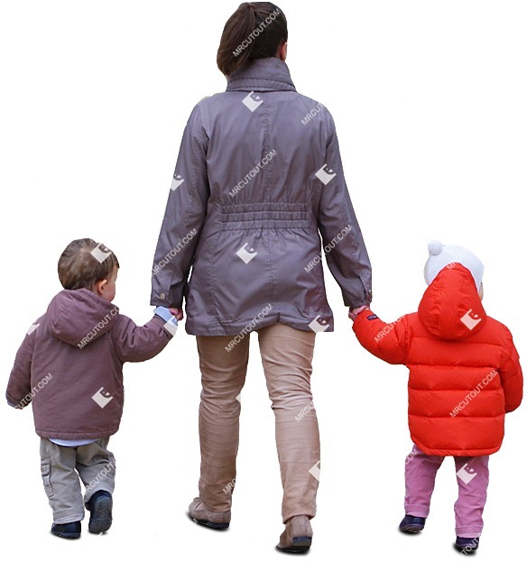 Family walking entourage people (598)
