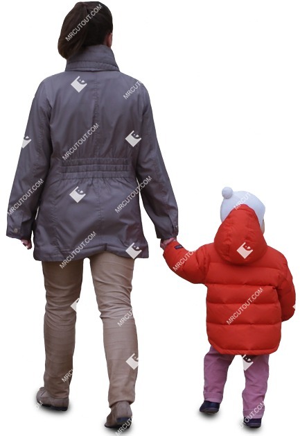 Family walking entourage people (599)