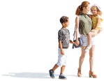 Family walking cut out people (5174) - miniature