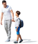 People walking father and son on a sunny day people png - miniature