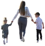 Family walking cut out people (9174) - miniature