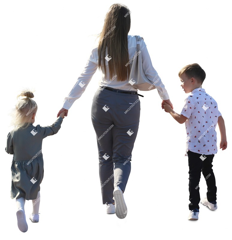 Family walking cut out people (9361)