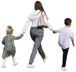 Walking people mother walking with children people png on a walk - miniature