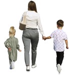 Family walking cut out people (9177) - miniature