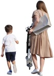 Family walking cut out people (9873) - miniature