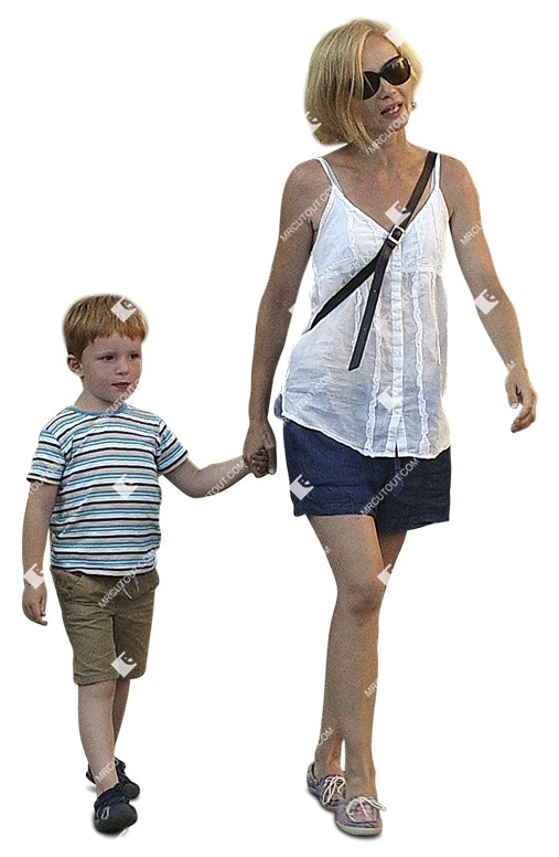 Family walking people cutouts (10659)
