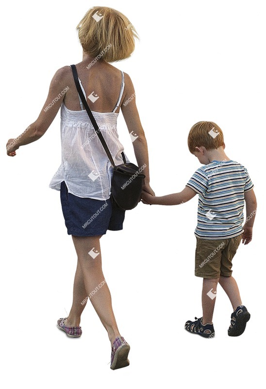 Family walking people cutouts (10658)