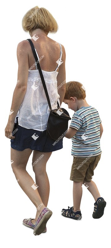 Family walking people cutouts (10657)