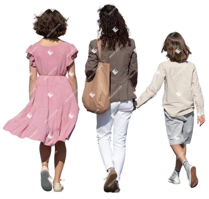 Family walking entourage people (12323)