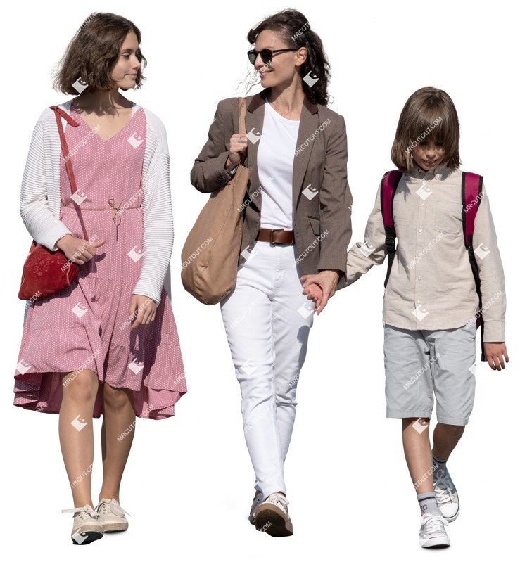 Family walking entourage people (12321)