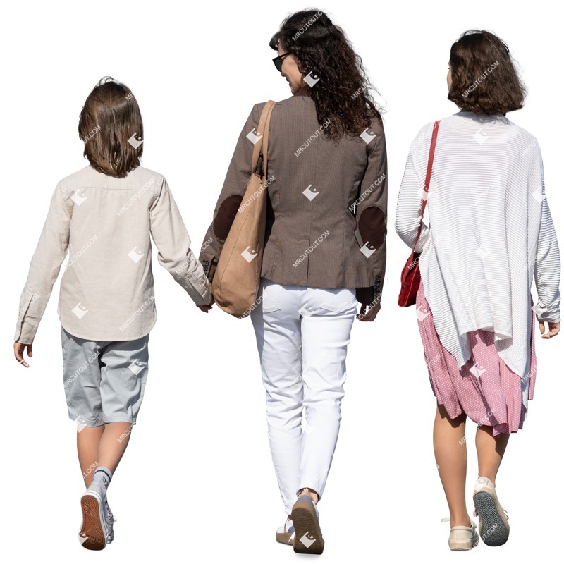 Family walking entourage people (12320)