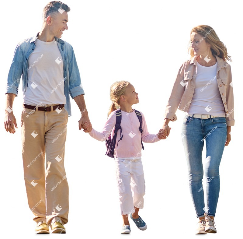 Family walking cut out pictures (13301)