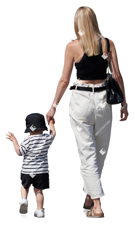 Family walking entourage people (15324)