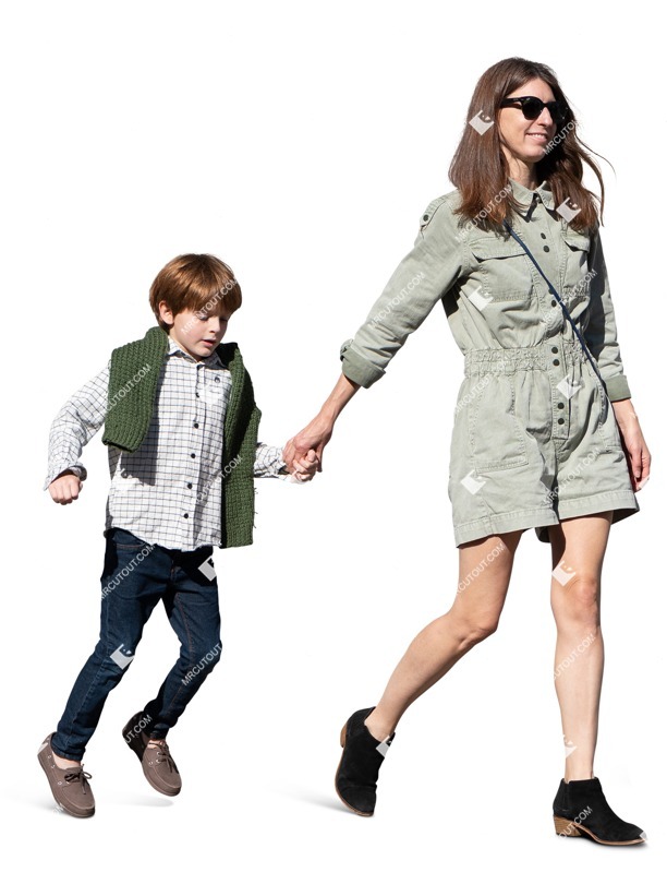 Family walking entourage people (15307)