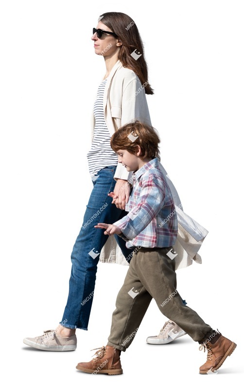 Family walking cut out people (16958)