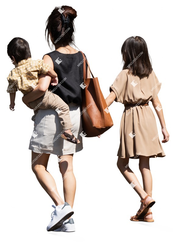 Family walking entourage people (16135)