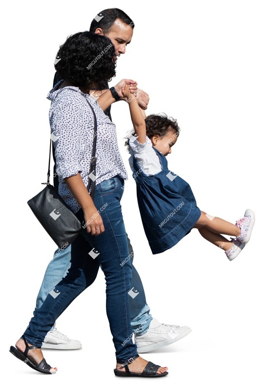 Family walking entourage people (18124)
