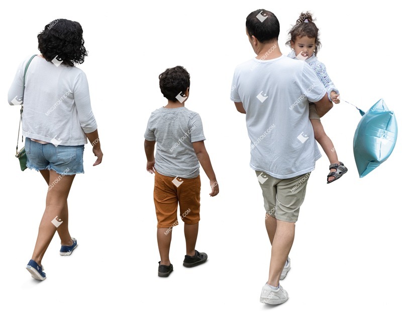 Family walking entourage people (17280)