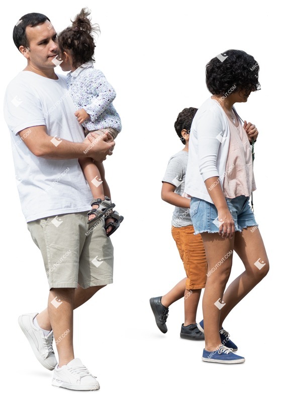 Family walking cut out people (17819)