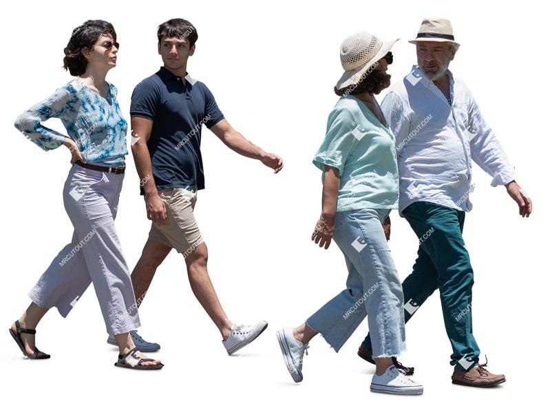 Young couple on a summer walk with parents - Human PNG