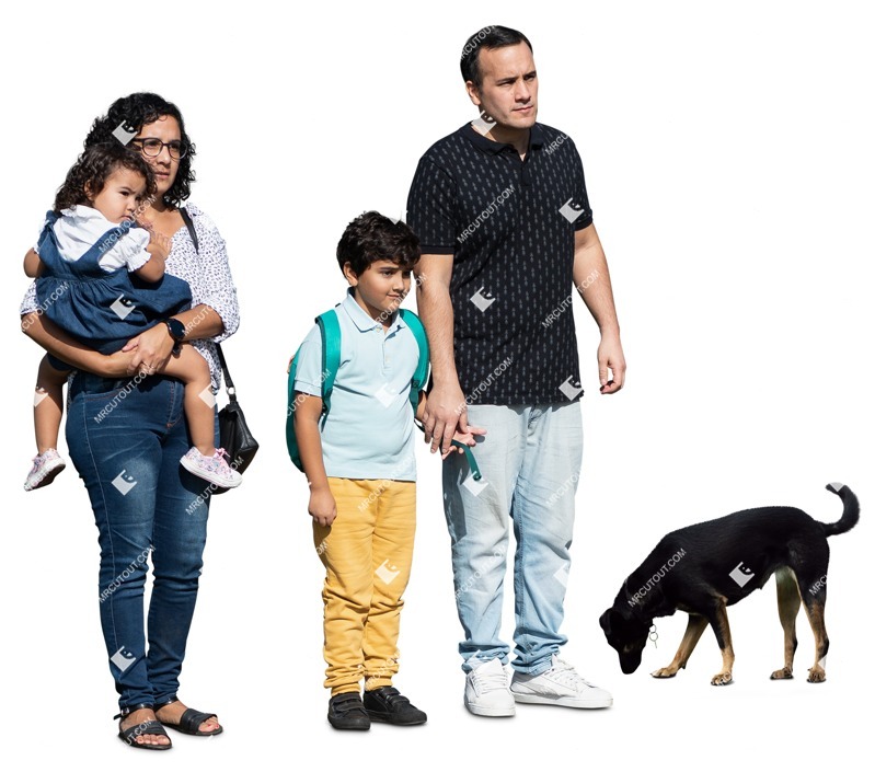 Family walking the dog people png (17060)