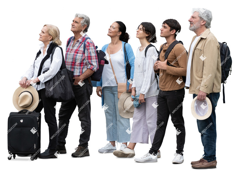 Family with a baggage standing people png (20403)