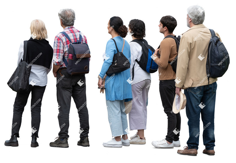 Family with a baggage standing people png (20415)
