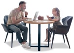 Family with a computer eating seated people png (12829) - miniature