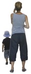 Family with a smartphone standing cut out people (11878) - miniature