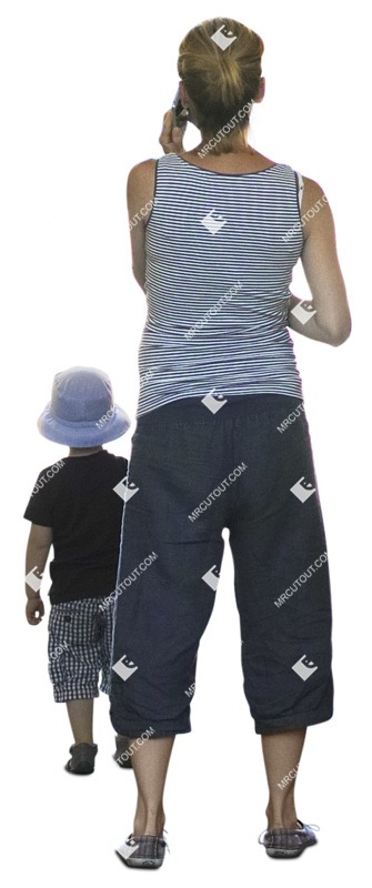 Family with a smartphone standing cut out people (10697)