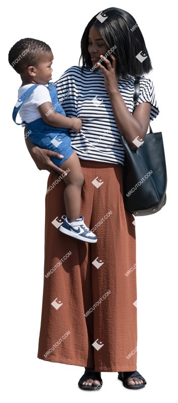 Family with a smartphone standing people png (15573)