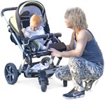 Family with a stroller people png (3309) - miniature