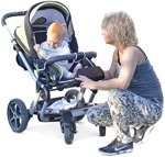 Family with a stroller  (3446) - miniature