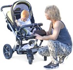 Family with a stroller people png (3446) - miniature