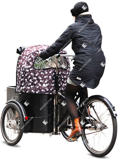 Family with a stroller cycling png people (694)