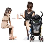 Family with a stroller drinking people png (17017) | MrCutout.com - miniature